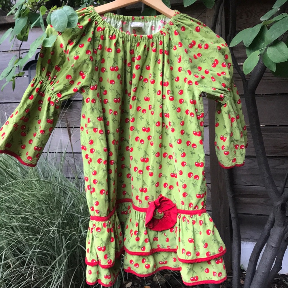Girls corduroy dress with cherries